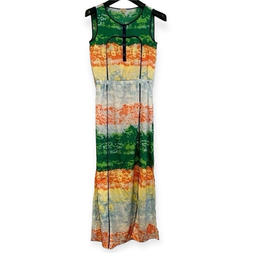 Cremieux Colorful Sleeveless Maxi Side Slit Dress Medium